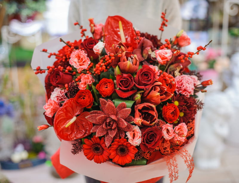 Bright and gorgeous bouquet of lovely red flowers