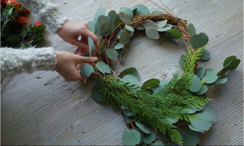 Christmas wreath making